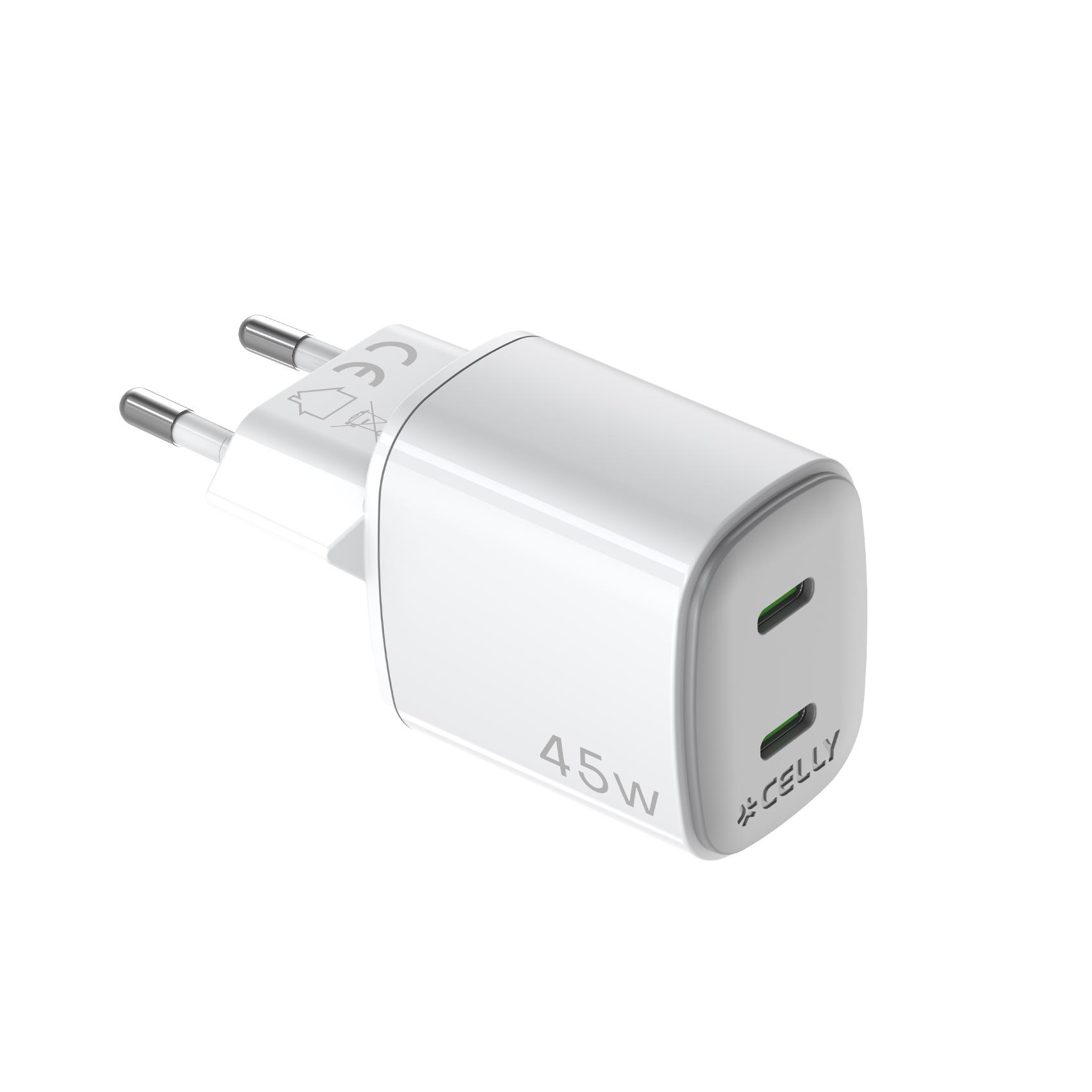 2USB-C WALL CHARGER GAN 45W WHITE
