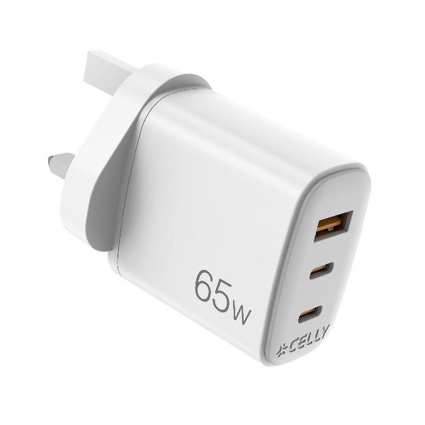 USB-A/USB-C UK WALL CHARGER GAN 65W