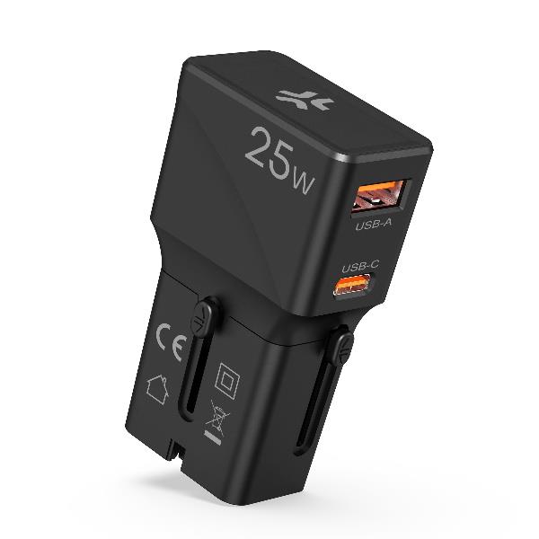 USB-A/USB-C MULTIPLUG SLIM 25W BK