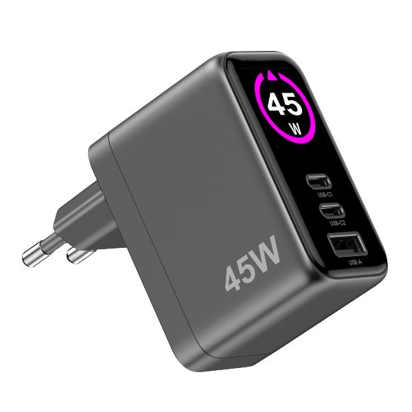 2USBC/USBA WALL CHARGER 45W DISPLAY