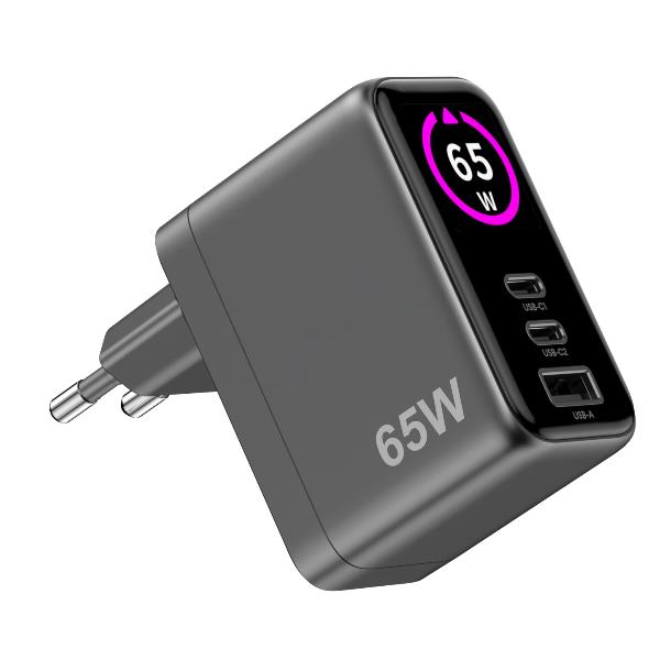 2USBC/USBA WALL CHARGER 65W DISPLAY