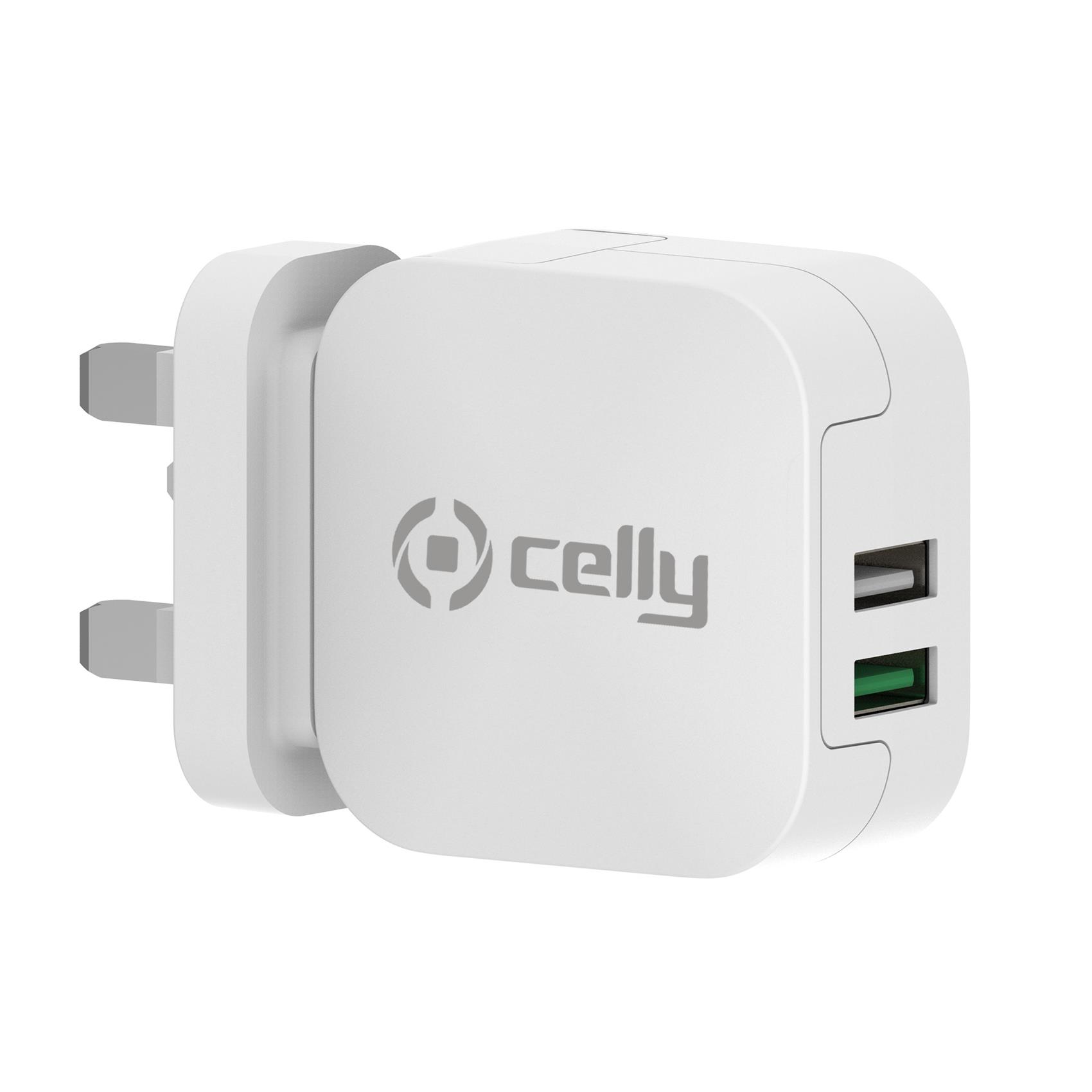 2USB-A UK WALL CHARGER 17W WHITE