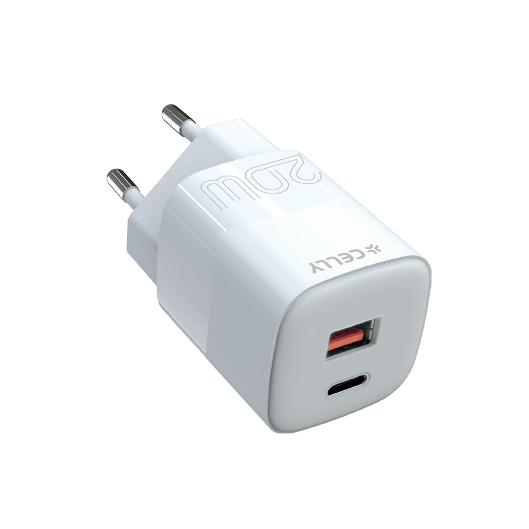 WALL CHARGER USB-A/USB-C 20W WHITE