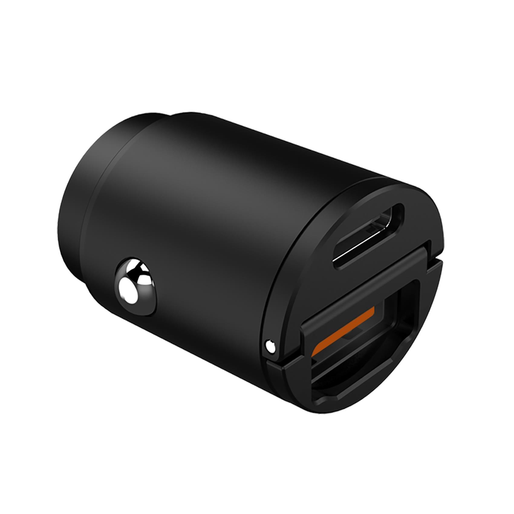 USB-A/USB-C CAR CHARGER 30W BLACK