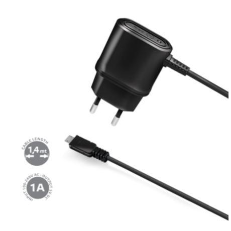 WALL CHARGER MICROUSB 5W BLACK