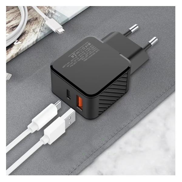 CARICATORE DA MURO 20W USB-C/A PD